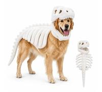 Dinosaur Skeleton Cat Costume, Pet Dinosaur, Realistic 3D Plush Dino-Saur Outfit, Glow in The Dark Halloween Clothing for Cats and Dogs, Party Costume
