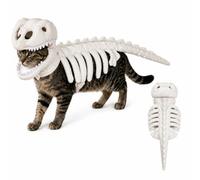 Dinosaur Skeleton Cat Costume, Pet Dinosaur, Realistic 3D Plush Dino-Saur Outfit, Glow in The Dark Halloween Clothing for Cats and Dogs, Party Costume
