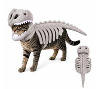 Dinosaur Skeleton Cat Costume, Pet Dinosaur, Realistic 3D Plush Dino-Saur Outfit, Glow in The Dark Halloween Clothing for Cats and Dogs, Party Costume