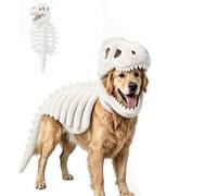 Dinosaur Skeleton Cat Costume, Pet Dinosaur, Realistic 3D Plush Dino Skeleton Outfit, Glow in The Dark Halloween Costume for Cats and Dogs