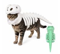 Dinosaur Skeleton Cat Costume, Pet Dinosaur, Realistic 3D Plush Dino Skeleton Outfit, Glow in The Dark Halloween Costume for Cats and Dogs