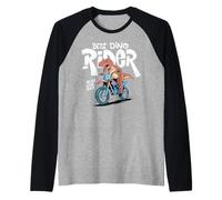 Dinosaur T Rex Riding a Bike Motocross Dino Rider Manche Raglan