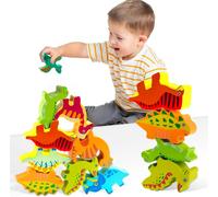 Dinosaur Toy,Wooden Dinosaur Stacking Toy for Kids,with Storage Bag,Dinosaur Balance Game Block,Montessori Educational Game for Babies 3-6 Years,Boy Gift