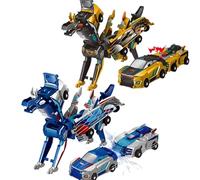 Dinosaur Transforming Car Toy, Magnetic Cars Transform Into Dinosaurs,Fun - Collision Transformation Car Toys for Boys & Girls|Party Favors Gift for Birthday, Christmas (Gold Blue)