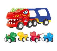 Dinosaur Truck Cute Cartoon Battery Powered Dinosaur Monster Truck Toys with Sound & Light et 4 Treat Back Cars Gift pour garçons Girls, ne pas inclure des camions de monstre de batterie pour les gar