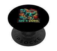 Dinosaure 5 Ans Anniversaire 5e Anniversaire T Rex Dino Five Saurus PopSockets PopGrip Adhésif