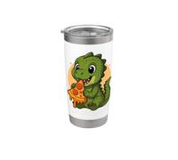 Dinosaure amusant mangeant une pizza graphique garçons filles dinosaure Gobelet isotherme en acier inoxydable double paroi