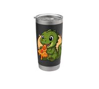 Dinosaure amusant mangeant une pizza graphique garçons filles dinosaure Gobelet isotherme en acier inoxydable double paroi