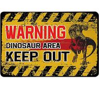 Dinosaure Area Keep Out - Décoration murale d'avertissement de dinosaure - Décoration murale de cuisine - Affiche en métal - 20,3 x 30,5 cm