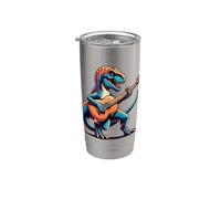 Dinosaure Avec Guitare Pour Musicien Guitariste Guitare Gobelet isotherme en acier inoxydable double paroi