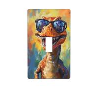 Dinosaure avec lunettes de soleil - Plaque murale décorative à bascule unique pour cuisine, ferme, chambre à coucher, salle de bain