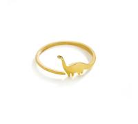 Dinosaure Bague En Acier Inoxydable Mignon Brachiosaurus Ouvert Réglable Doigt Anneaux Animal Bijoux Cadeau D’anniversaire pour Femmes