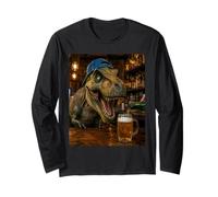 Dinosaure Boire Bière Drôle Bar Dino Lover Manche Longue