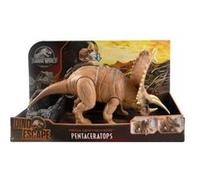 Dinosaure brun mega destructeurs : pentaceratops 33 cm - dino escape articulé - jurassic world - animaux préhistorique