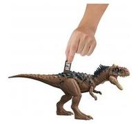 Dinosaure brun : rajasaurus 34 cm - articulé et sonore - jurassic world - dino attaque - animaux préhistorique