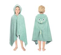 Dinosaure Cape De Bain Bebe à Capuche, Serviette De Bain Bébé Douces Absorption Forte pour Garçons Filles, Visage d'animal Sortie De Bain Bebe Peluche De Corail Serviette Éponge 70 x 130 cm Vert