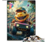 Dinosaure conduisant Une Voiture, Puzzle Adulte 1000 pièces, Difficile, Jeux éducatifs, décoration d'intérieur, décoration d'intérieur Unique et Cadeaux (50x75cm)