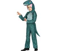 Dinosaure Costume Enfants Mardi Gras Avec Capuche Et Queue Animal Costume complet Carnaval Tenue de Fête Idées Aventure, Taille : 98/104 Couleur : Vert