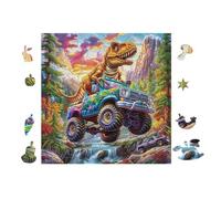 Dinosaure dans 100 Pièces Puzzle Collectionneur en Carton Haute Densité Épais Haute Difficulté Décoration Murale Oeuvre d'art Cadeau Noël Premium 28x28cm