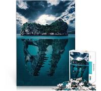 Dinosaure de l'île mystérieuse Puzzles pour Adultes 1000 pièces Jeu intellectuel Renforcer l'amour Entre Les Couples 38x26cm