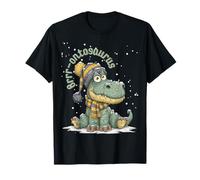 Dinosaure d'hiver Amusant Brontosaure Dessin animé T-Shirt