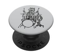 Dinosaure Drummer Drummer Animal Zoo Rock Band PopSockets PopGrip Adhésif