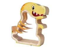 Dinosaure en Bois, pour, 7,48 x 7,05 x 1,1 Pouces, Porte-Monnaie avec fenêtre Transparente, Bois Poli Lisse, décoration de Chambre d'enfant avec Style Dessin animé, Garde-Mon