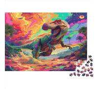 Dinosaure fantastiquee Puzzle 1000 Pièces Jouet en Bois Cadeau Unique De l'art De La Décoration Colorful Jeu Éducatif Challenge Toy pour Adultes Et Enfants À Partir De 12 Ans 1000pcs (75x50cm)