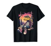 Dinosaure Forêt Nature Lunettes Illustration Humaine Dinosaure T-Shirt