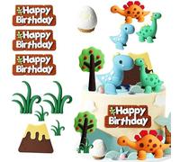 Dinosaure Gâteau Décoration, 12PCS Animaux Cake Topper 3D Deco Décoration de Gâteau à Thème, Ferme Adaptées aux Anniversaires D'enfants, aux Fêtes de Ferme, Jungle Fête