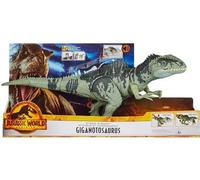 Dinosaure Giganotosaurus 33 cm - articulé et sonore - pour Jurassic World - Dino Attaque Supreme - Set Animaux préhistorique + 1 Carte Tigre