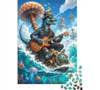 Dinosaure Guitare Champignon 1000pcs Mini Puzzle pour Famille Difficile | 52x38cm Carton Décor Salon Structure Durable Cadeau Anniversaire Soulagement Anxiété