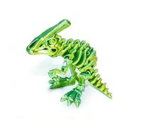 Dinosaure Imprimé 3D Objet Imprimé 3D Parasaurolophus pour la Décoration de Bureau Maison Cadeaux Fantaisie Surprise-Green Gold||19cm/7.5in