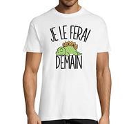 Dinosaure | Je Le Ferai Demain | T-Shirt Homme col Rond Humour Drôle Fun et Mignon pour Les Paresseux et Gros dormeur - Collection Animaux et Races de Chien Collection Animaux M