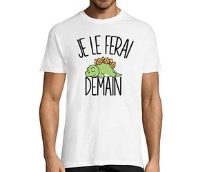 Dinosaure | Je Le Ferai Demain | T-Shirt Homme col Rond Humour Drôle Fun et Mignon pour Les Paresseux et Gros dormeur - Collection Animaux et Races de Chien Collection Animaux M