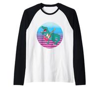 Dinosaure Joue de la Guitare Rouge Dinosaure avec Guitare Manche Raglan