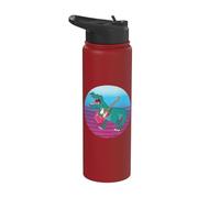 Dinosaure joue de la guitare rouge Dinosaure avec guitare Stainless Steel Insulated Water Bottle