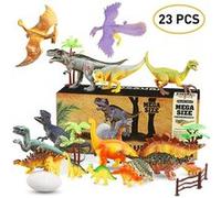 Dinosaure Jouet 23pcs Réaliste Dinosaure Modèle Ensemble en Dinosaure Chiffres Educatif Jouets Jurassic World Dinosaurs Comprend des Arbres, clôture,des œufs de Dinosaure pour Enfant Cadeau G