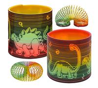 Dinosaure Magic Springs - Lot de 2 jouets de printemps de marche 6,5 cm - Orange et jaune - Amusant pour enfants - Remplisseurs de sacs de fête - Garçons et filles 3 ans et plus