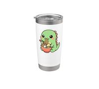 Dinosaure mignon mangeant ramen kawaii gastronomique art Gobelet isotherme en acier inoxydable double paroi