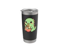 Dinosaure mignon mangeant ramen kawaii gastronomique art Gobelet isotherme en acier inoxydable double paroi