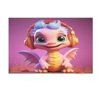 Dinosaure mignone Puzzles Adultes 1000 Pièces en Bois, Jouet De Puzzle De Défi De Cerveau pour des EnfFourmis, D’Intelligence （75×50cm）