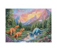 Dinosaure Montagne Forêt Faune Sauvage Nature Sauvage Préhistorique Puzzle 500 Pièces pour Adultes Relaxant Amusant Et Engageant Parfait pour Les Amateurs De Puzzles Et Hobbies 500 PCS（52×38cm）
