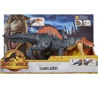 Dinosaure Noir Mega Action : siamosaurus 35 cm - Dino Dominion articulé - pour Jurassic World - Set Animaux préhistorique + 1 Carte