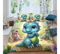 Dinosaure Pierre précieuse Housse De Couette 3 Pièces Animal Theme 3D Motif Imprimé Linge De Lit Microfibre pour Adulte Et Enfant avec 2 Taie d'oreiller King（220x240cm）