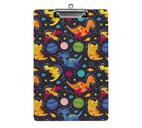 Dinosaure Planète Bulle Espace Format A4 Presse-papiers Drôle Esthétique Travail Étude Lettre Standard Clip Board 12,5 × 8,5 pouces Panneau dur pour l'école, la classe, les enfants, l'écriture et le