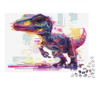 Dinosaure Puzzle 1000 Pieces Cadeau Unique Graffiti coloré Jeu Éducatif Challenge Toy À De Qualité Supérieure Peinture Art pour Adultes Et Enfants 1000pcs (75x50cm)
