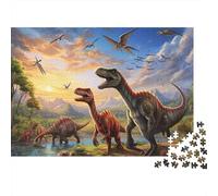 Dinosaure Scène Préhistorique 1000 Pièces Carton Robuste Puzzle De Bricolage Collecteurs Défi du Jeu Éducatif Entraînement du Cerveau Belle Décoration 70x50cm/1000pcs