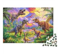 Dinosaure Scène Préhistorique Puzzle 1000 Pièces Carton Premium Set, Anti-Stress pour Adultes, Défi Éducatif, Loisir Amusant À Domicile, pour Lui/Elle 38x26cm/1000pcs
