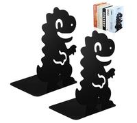 Dinosaure Supports de Livre, Serre Livre Métal Antidérapant avec Pieds Antidérapants, 1 Paires Organisateur de Livres pour Bureau Maison École Bibliothèque, 17 * 12 * 10cm/6,7 * 4,7 * 3,9douane, Noir